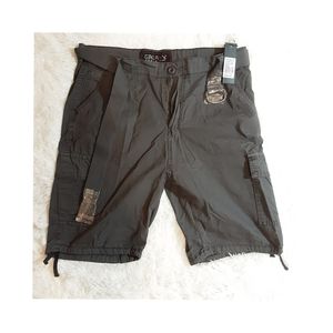 Relaxed Fit 7-Pocket Belted Cargo Shorts